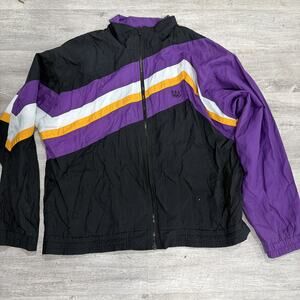 1990s Vintage Olympics USA Colorblock Windbreaker Jacket Black Purple Large
